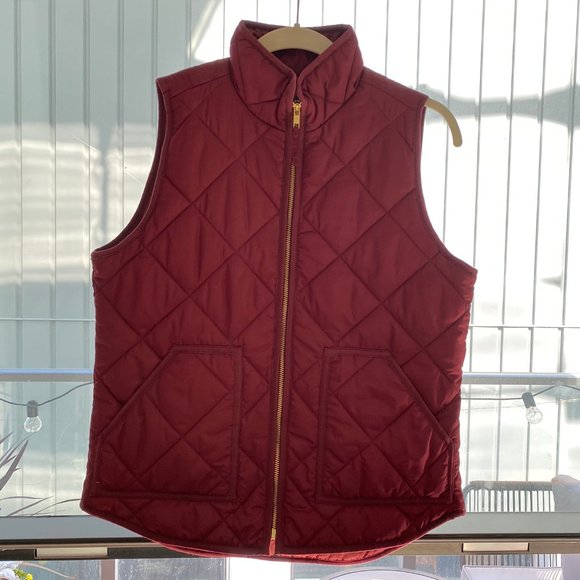 J Crew Maroon/Burgundy/Red Puffer Vest Quilted - Picture 1 of 5